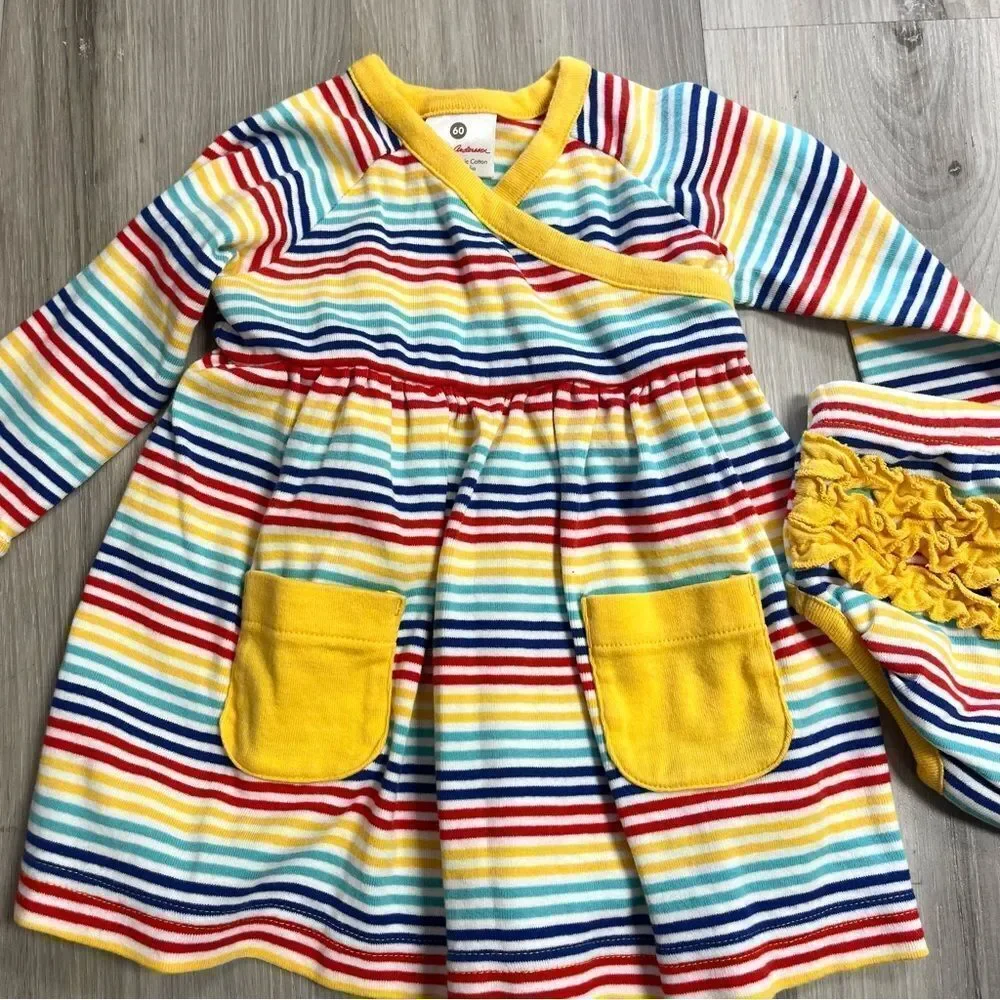 Hanna Andersson Dress Baby 3-6 Months Multicolor Striped Diaper Cover Bloomers
